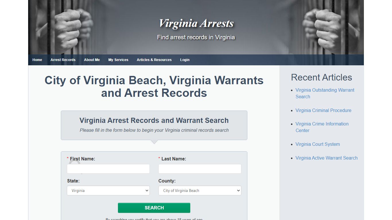 City of Virginia Beach, Virginia Warrants and Arrest Records
